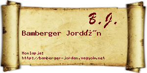 Bamberger Jordán névjegykártya